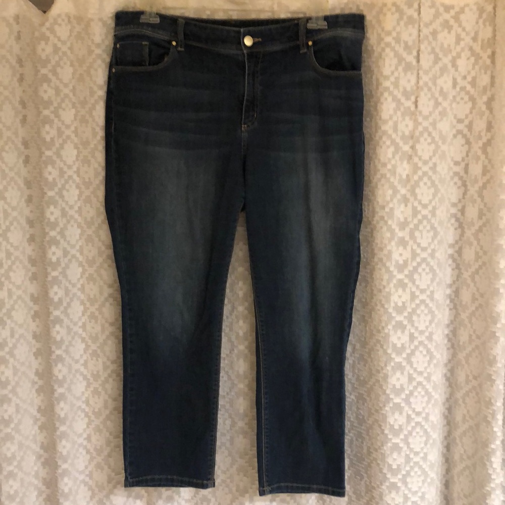 Denim cropped pants.  Chico’s size 2.5.
